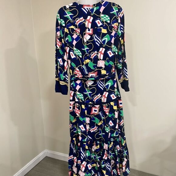 NWOT Crown & Ivy Button Front Belted Nautical Flag Dress. Size M Medium 8/10 - Picture 7 of 9